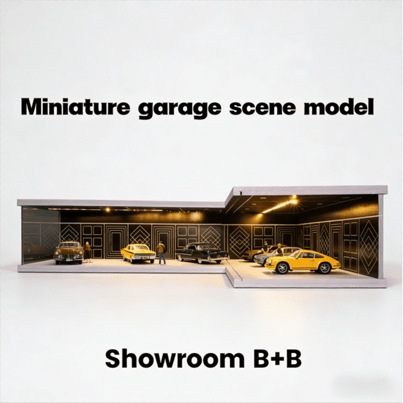 Diorama 1:64 Diecast Car Garage Model, Tri-Colour LED Lighting Shown, Parking Lot Scene, Multi Combination Exhibition Hall Scene Display Collection