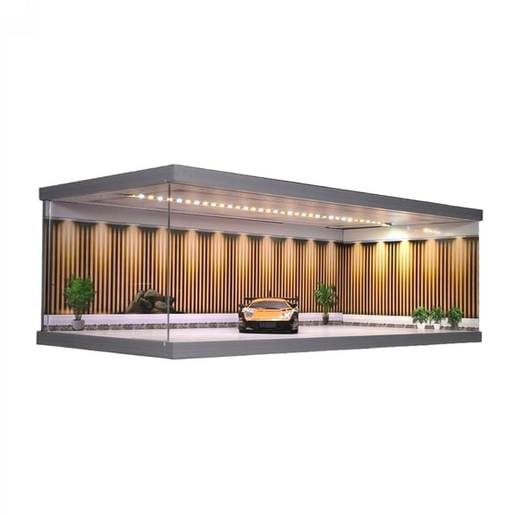 Diorama 1:64 Diecast Car Garage Model, Tri-Colour LED Lighting Shown, Parking Lot Scene, Multi Combination Exhibition Hall Scene Display Collection