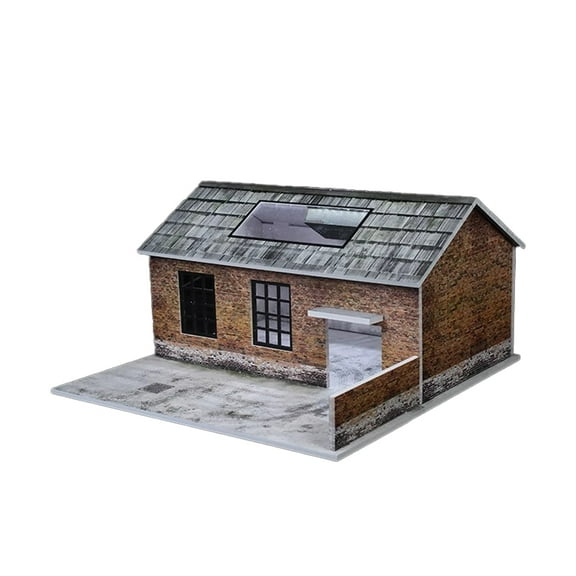 Diorama 1/64 Factory Garage Model with LED Lighting, City Factory Repairs Workshop Scene Display Case Car Parking Lot Scale Display Model