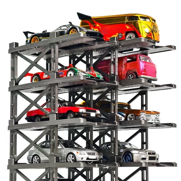 Diorama 1:64 Modular Parking Rack Diecast Model Car Display Case Storage, Parking Display Rack – 10-Space