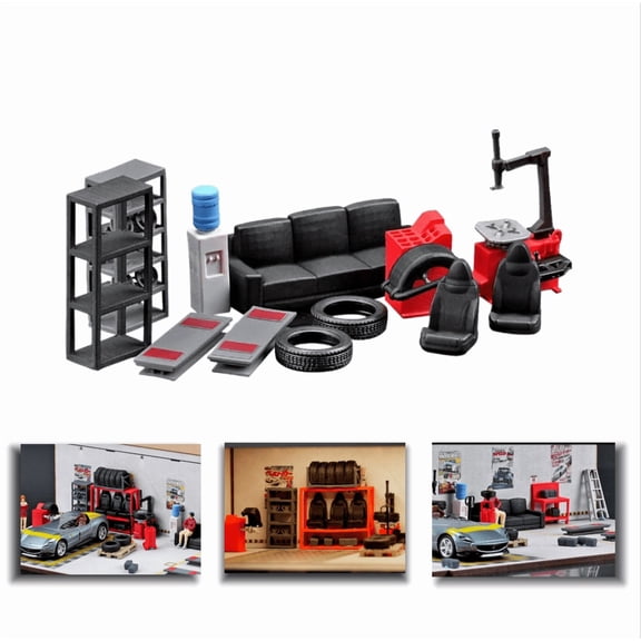 Diorama 1/64 Parking Lot Model, LED Lighting Irregular Diecast Car Garage Scene Display Case Model Toy With Acrylic Dust Door, Showcase