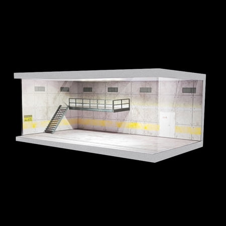 Diorama 1:64 Scale Car Garage Model with LED Lighting, Parking Lot Showroom Scene Display Case, Die-Cast Car Collection Toys
