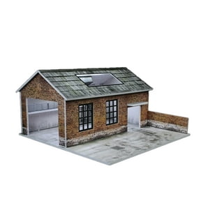 Diorama 1/64 Scale Garage Model with LED Lighting, City Factory Repairs Workshop Scene Model,Car Parking Lot Scale Display Model