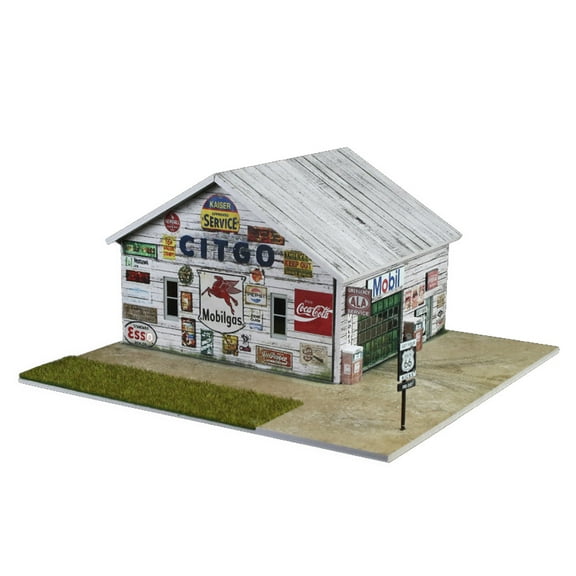 Diorama 1/64 Scale Garage Model with LED Lighting, City Factory Repairs Workshop Scene Model,Car Parking Lot Scale Display Model