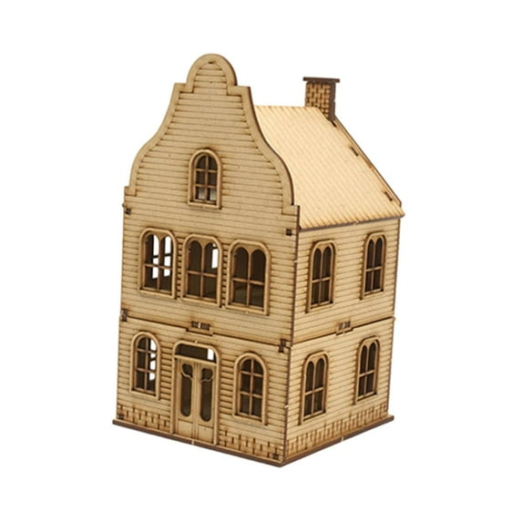 Diorama Scene House Model 3D Assembly Kit Wood Material Perfect for Miniature Railway Landscapes
