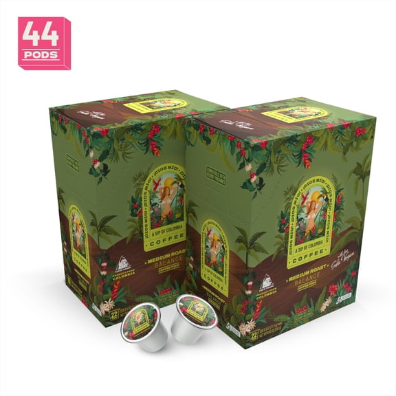 Dios Mio Coffee By Sofia Vergara, Premium Colombian Pods For Keurig K-Cup Brewers, Medium Roast , 44 Ct (2 boxes of 22)