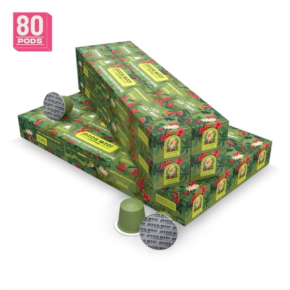 Dios Mio Coffee By Sofia Vergara, Premium Colombian Pods For Nespresso Originalline, Medium Roast , 80 Ct (8 boxes of 10)