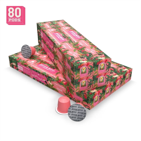 Dios Mio Coffee By Sofia Vergara, Premium Colombian pods for Nespresso Originalline, Light Roast , 80 Ct (8 boxes of 10)