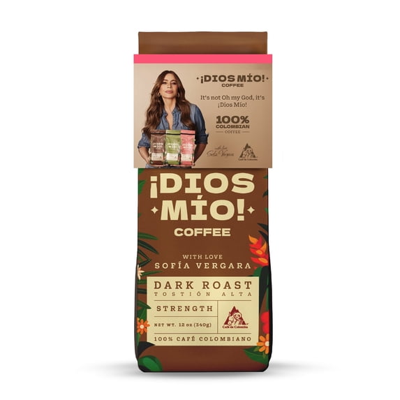 Dios Mio Coffee By Sofia Vergara, Premium Ground Colombian Coffee, Dark Roast , 12oz, Bag