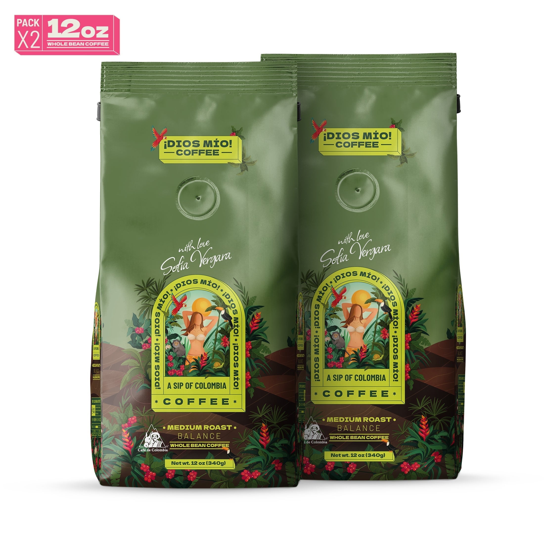 Dios Mio Coffee By Sofia Vergara, Premium Whole Bean Colombian