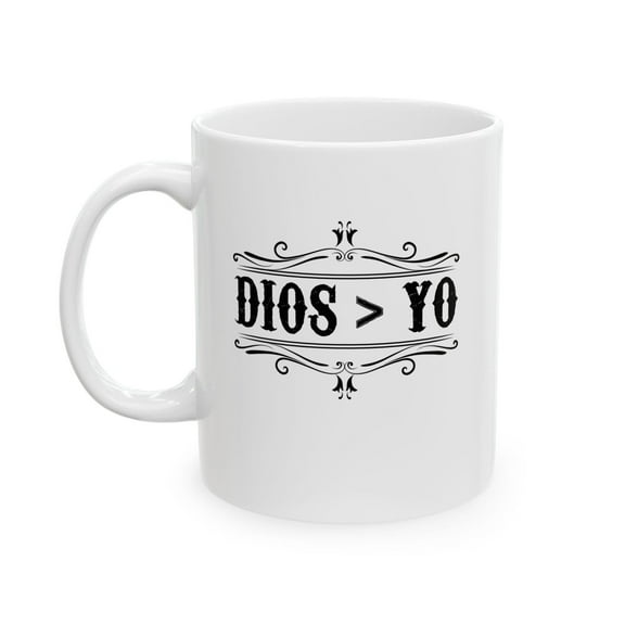 Dios > Yo 11 oz Coffee Mug - Inspirational Christian White Ceramic Gift