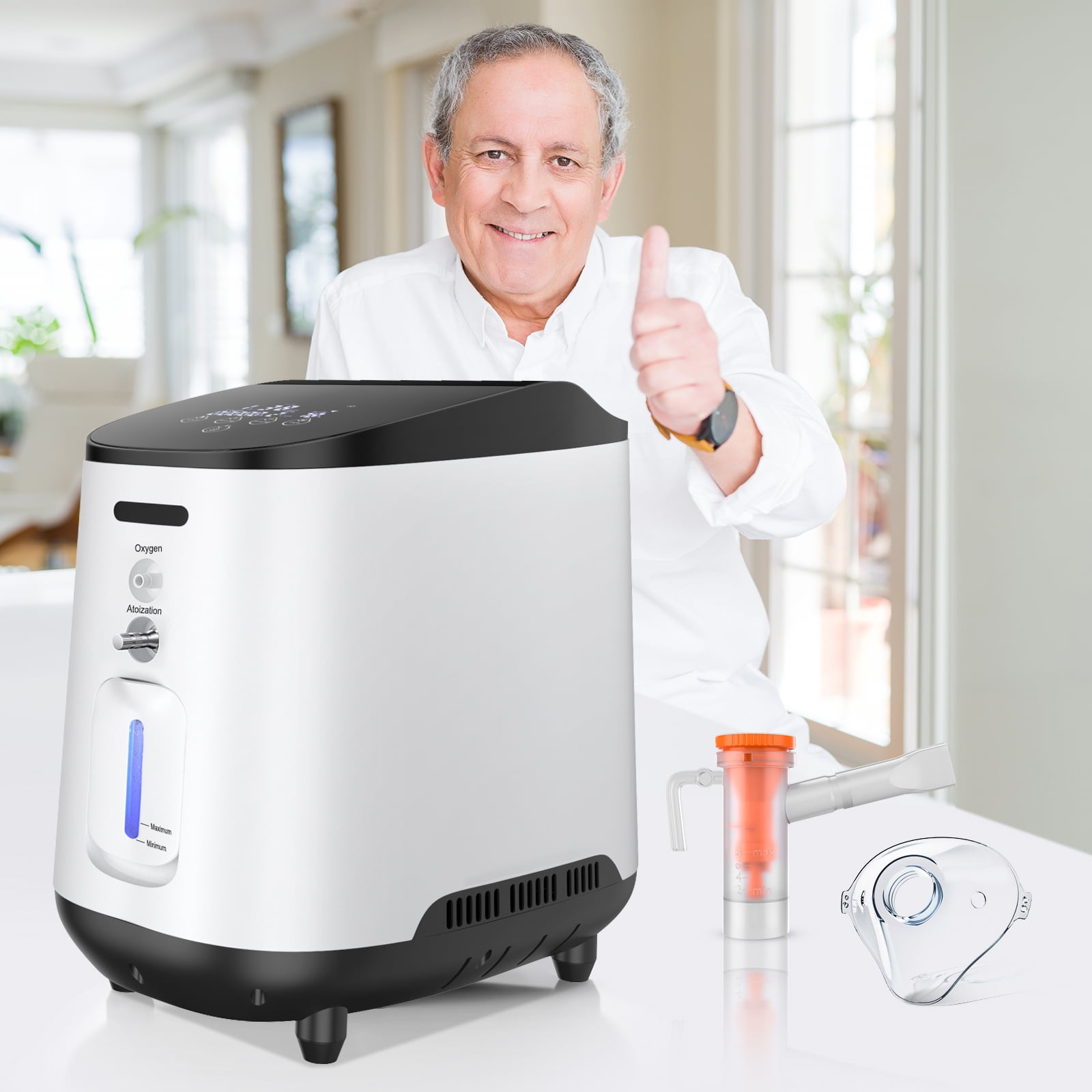 Diosmio JUGACOO Portable & Home Use 1~7L/Min O2 Provider-Tube & 93%-concentration Machine 𝗐𝗂th Full Accessor M29
