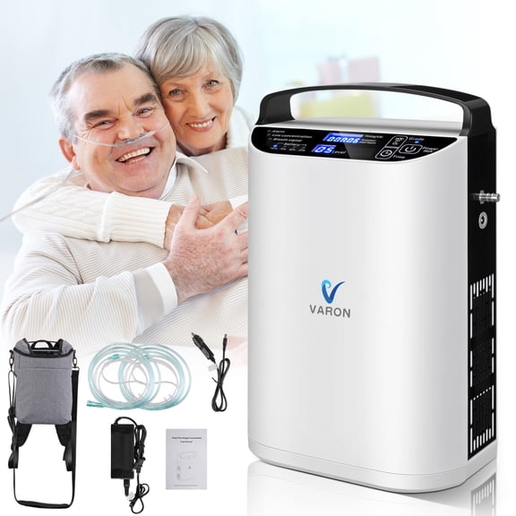 Diosmio Portable 1~5L/M& MINI with AC/DC adapter& Battery for travel&Home&Carry Case -Flow for Breathing-help, 2.5H Battery Rechargea V94