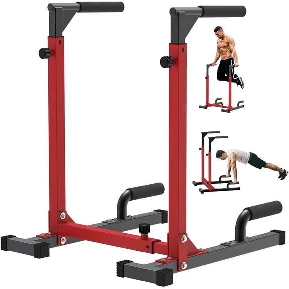 Dip Bar, Adjustable Width & Height Dip Station  Gym Fitness Equipment, 800lbs Capacity, Multifunctional Strength  Dip Stand with Push Up Bar for Tricep Dips, L-Sits