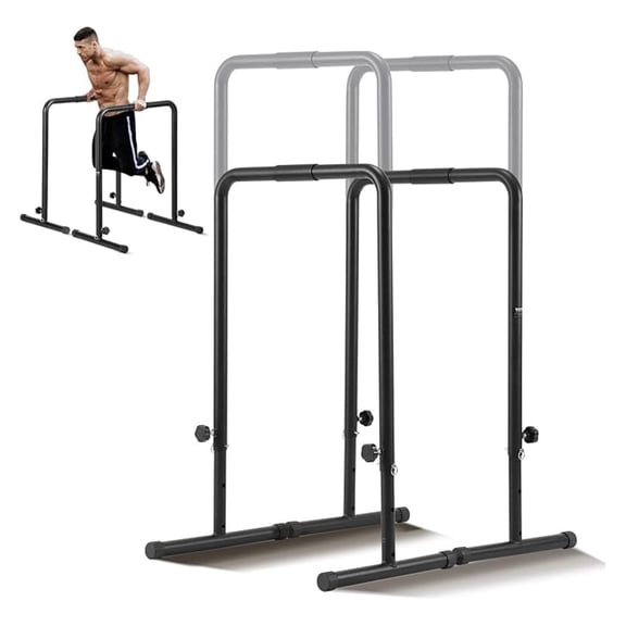 Dip Bars, 440 lbs Capacity, Heave Duty Dip Stand Station with Adjustable Height, Fitness Workout Dip Bar Station Stabilizer Parallette Push Up Stand, Parallel Bars for Strength Training Home Gym