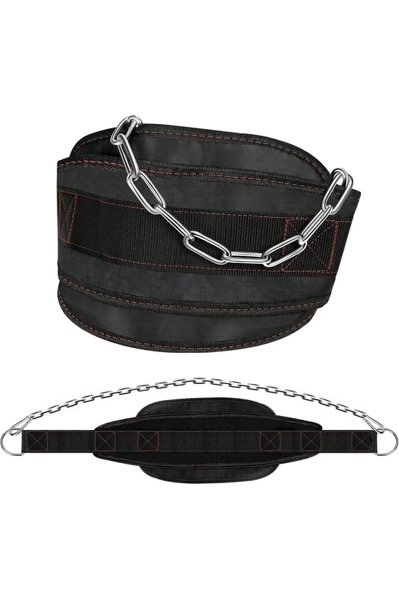 Dip Belt for Weight lifting, Weight Belt with 34'' Extra Long Adjustable Steel Chain, Pull Up Belt for Powerlifting, Strength and Bodybuilding, Comfortable Support for Men & Women