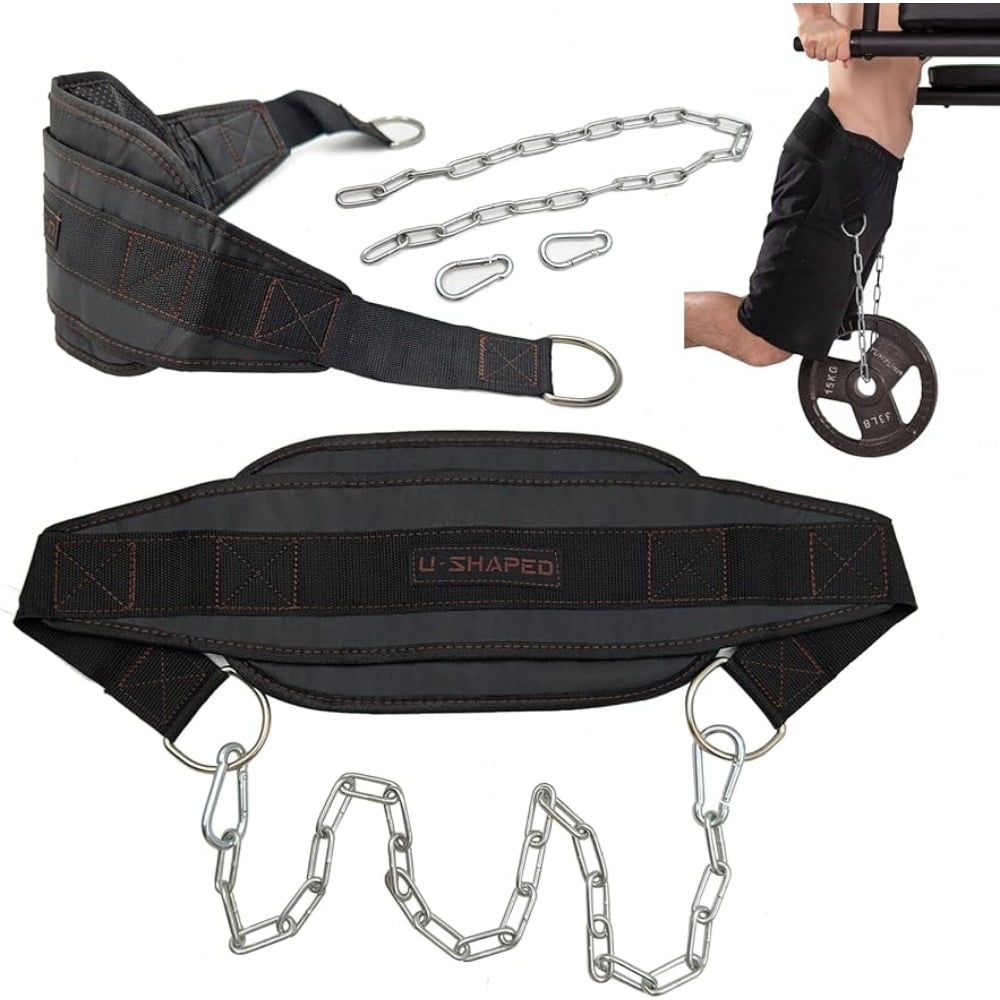 Dip Belt for Weight Lifting, Weight Belt with Chain for Pullups and