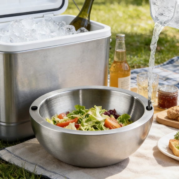 Dip Chiller Bowl - 70oz/35oz/16oz Stainless Steel Insulated Cold Server, Party Sauce Bowl Buffet Table Cooler for Guacamole, Salad, Seafood, Fruit, Condiments, Hot Food, Gatherings, Weddings, BBQs,