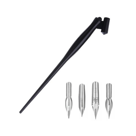 Dip Pen Holder with 4 Interchangeable Tip for Writing Art Drawing Oblique Dip Pen Holder Adjustable Removable Flange