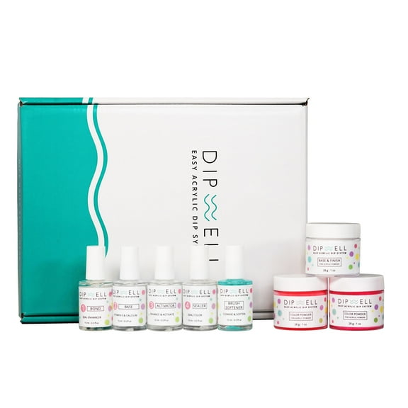 Dip Powder Nail Kit (Neon Color Starter), Acrylic Powder and Gel Resin Kit For Dip, Starter System by DipWell (Comes With Bond, Base, Activator, Sealer, Brush Softener + 3 Powder Jars)
