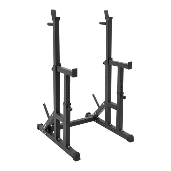 Dip Stands and Squat Rack, Adjustable Height (90-150cm), Stable Carbon Steel Construction with Anti-slip Foot Pads and Barbell Plate Storage for Home Gym
