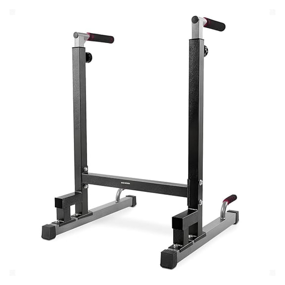 Dip Station Steel Frame Adjustable Height - 500lb Capacity Workout Equipment for Home Gym - Triceps, Push Ups, Leg Raises