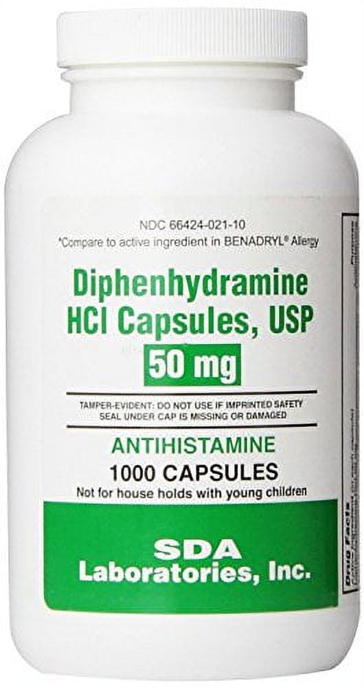 Diphenhydramine 50mg - 1000 Capsules Pack of 2