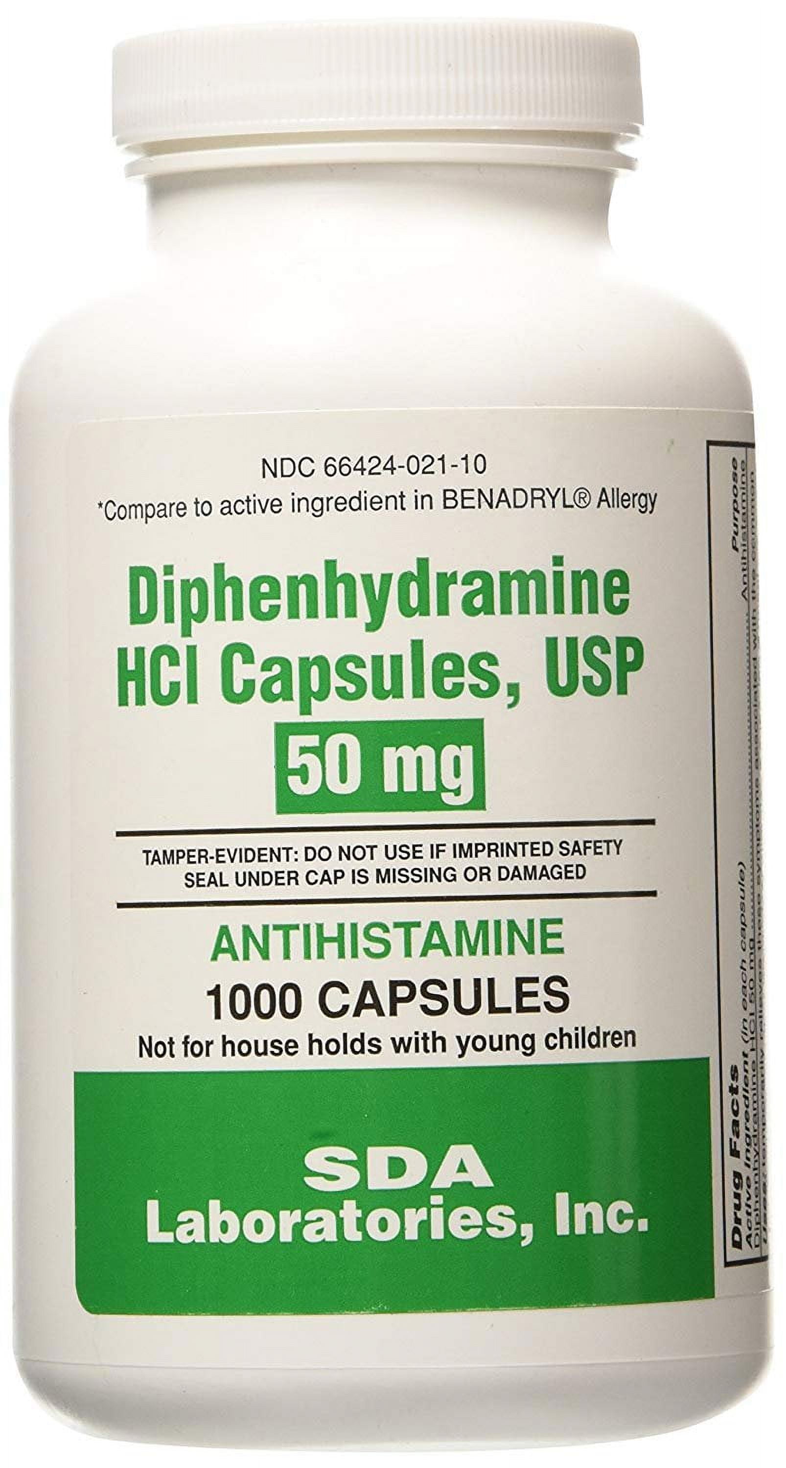 BENADRYL Diphenhydramine HCI 50 Mg Allergy Medicine and Antihistamine 1000 caps