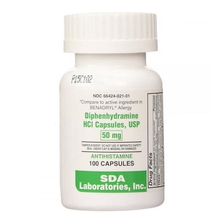 Diphenhydramine HCI Capsules USP 50 mg by Sda Laboratories, Antihistamine, 100 Ea, 3 Pack
