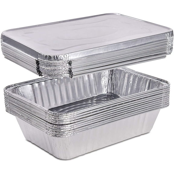 Diplastible 2.25-lb 50 Piece Count Disposable Aluminum Foil Pans with Lids Food Container
