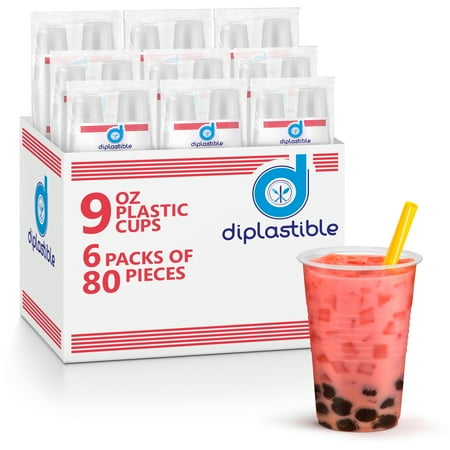 Diplastible 480 pack 9 oz Clear Plastic Drinking Cups