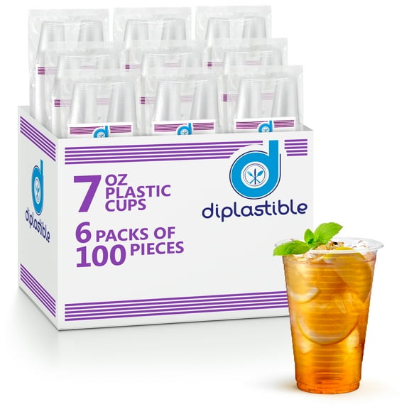 Diplastible 600 pack 7 oz Clear Plastic Drinking Cups
