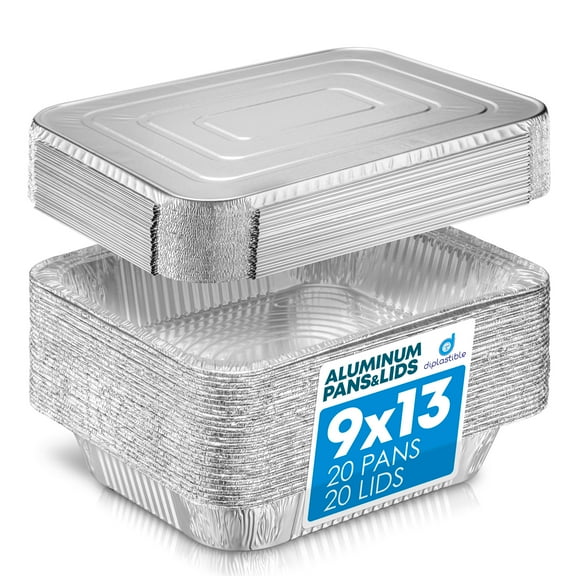 Diplastible Baking 13 x 9 Aluminum Cake Pan, 20 Count Disposable