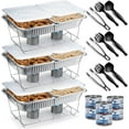 thumbnail image 1 of Diplastible Disposable Chafing Dish Buffet Set, Wire Racks Pans Lids Serving Spoons Forks Tongs, 1 of 7