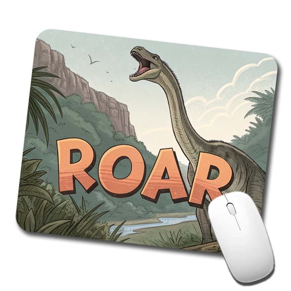Diplodocus Roar Bold Text Dinosaur Mouse Pad Low Profile Gaming Mat