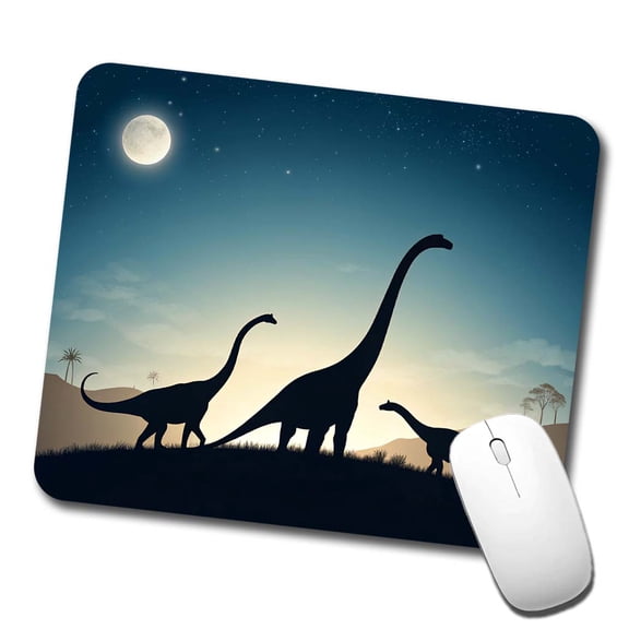 Diplodocus Silhouettes Night Dinosaurs Mouse Pad Low Profile Gaming Mat