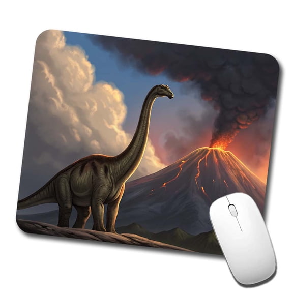 Diplodocus Volcano Erupting Dinosaur Mouse Pad Low Profile Gaming Mat