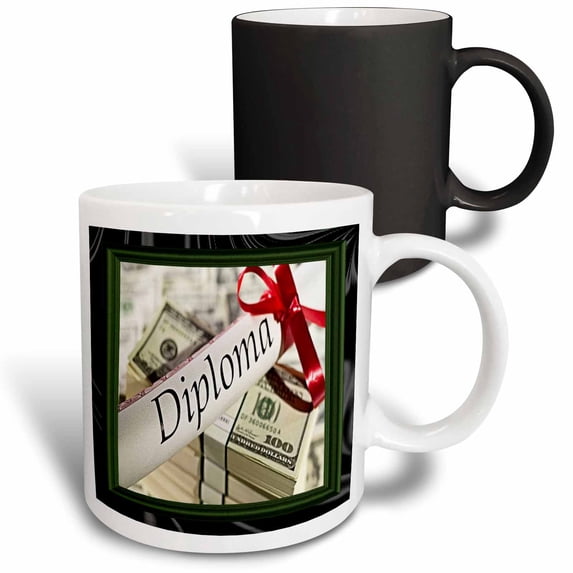 3drose, Diploma and Money, 11oz Magic Transforming Mug