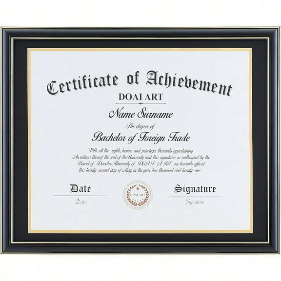 Diploma Frame 14 X 17 With Mat Black Solid Wood Display Document/Certificate 16x20 Without Mat And Picture 17x14 With Black Over Gold Mat Wall HangersHD Glass Mahogany
