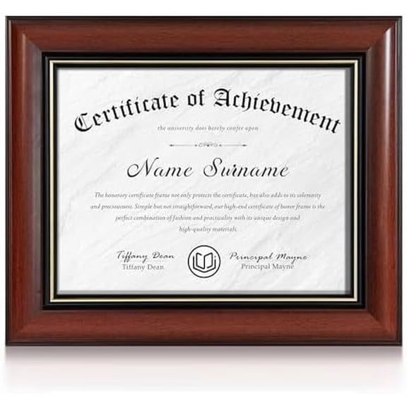 Diploma Frame 8.5 x 11, Display 8.5 by 11 Picture Certificate Document Degree Frames with High Definition Glass, Wall Mount or Tabletop Display, Vintage Red with Gold Rim