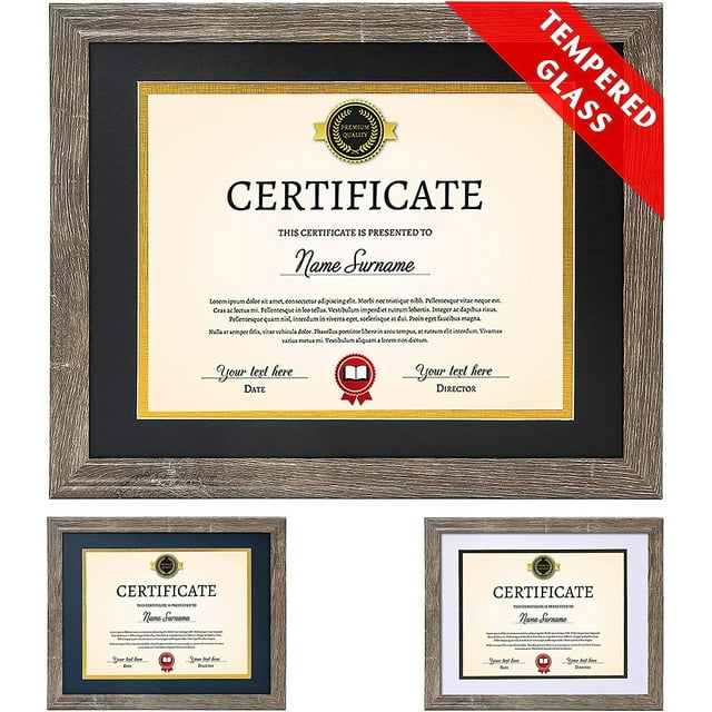 Diploma Frames Tempered Glass 8.5x11 Matted Document Frames (Navy