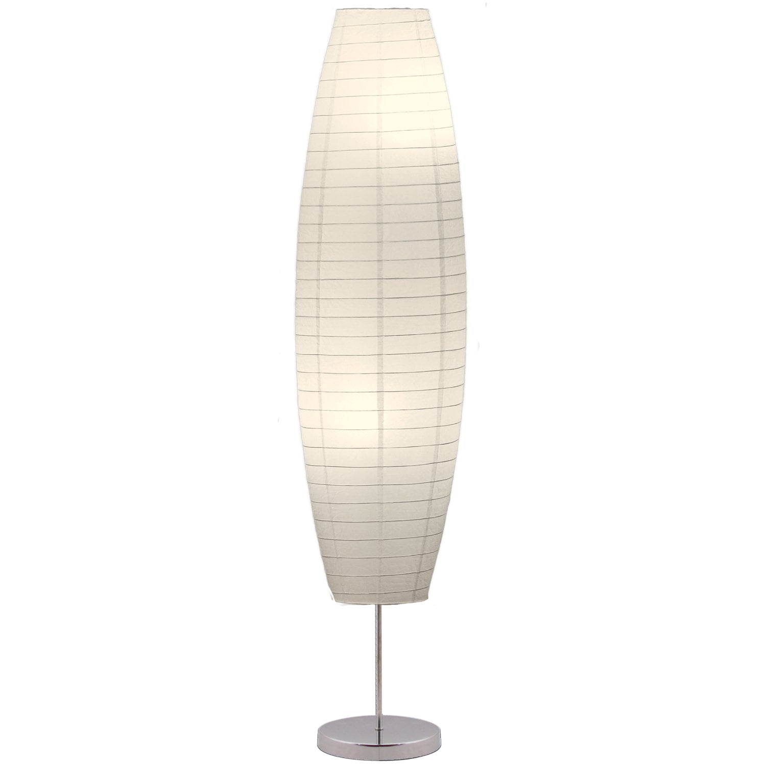 59-Inch White Paper Shade Floor Lamp with Chrome Base