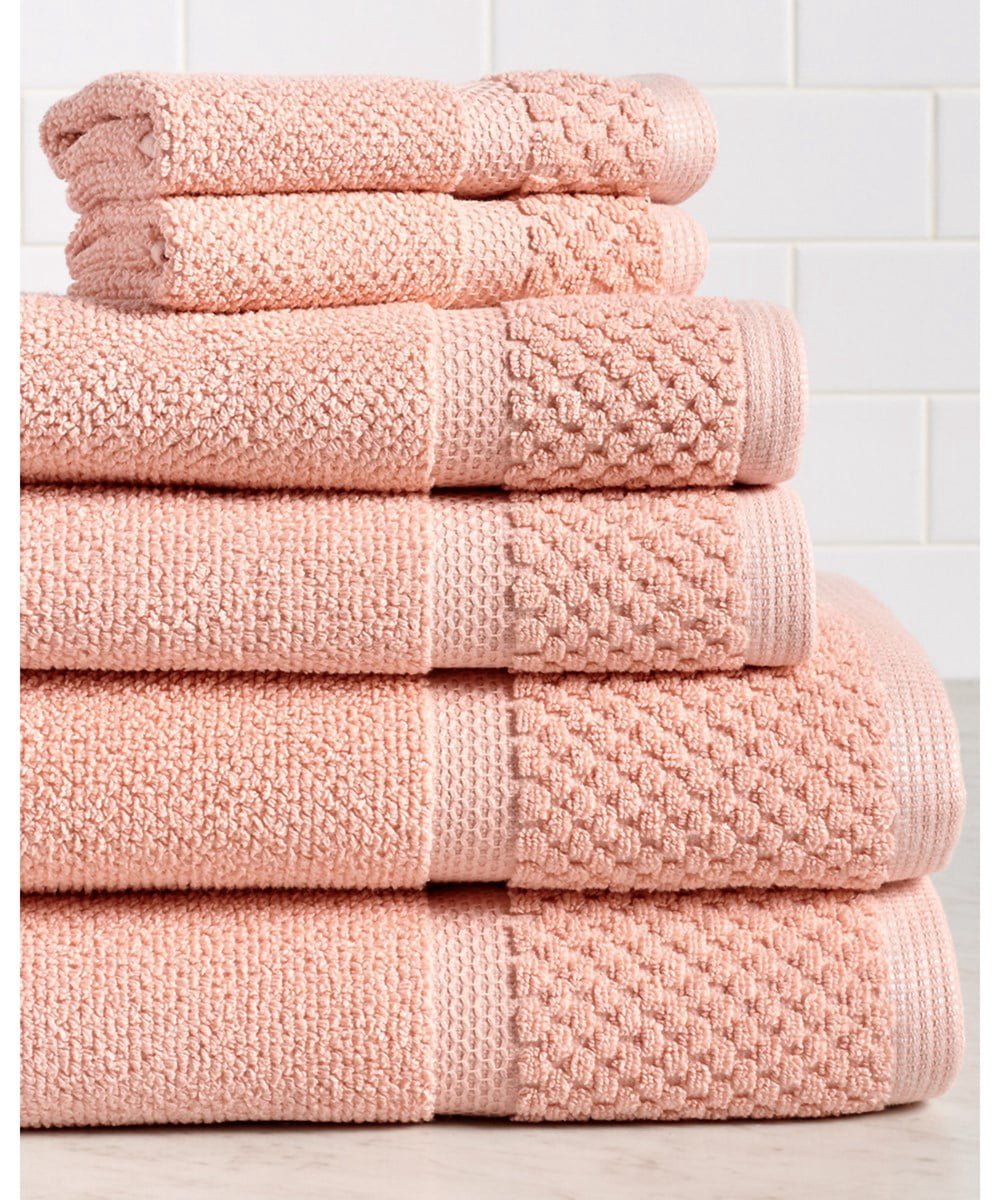 Diplomat 6-Piece 100% Cotton Bath Towel Set, Coral