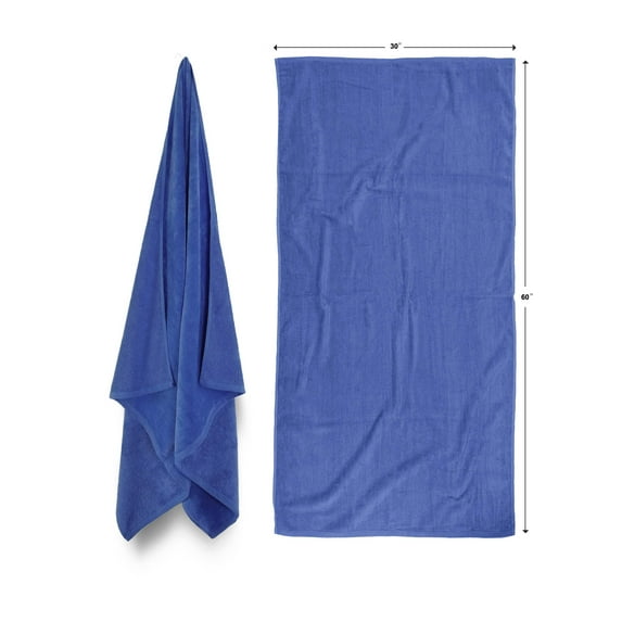 Diplomat Beach Towels Terry Velour 30x60 2-Pack (Caribbean Blue PMS 2727-C) 11.0 lbs per doz 100% Cotton