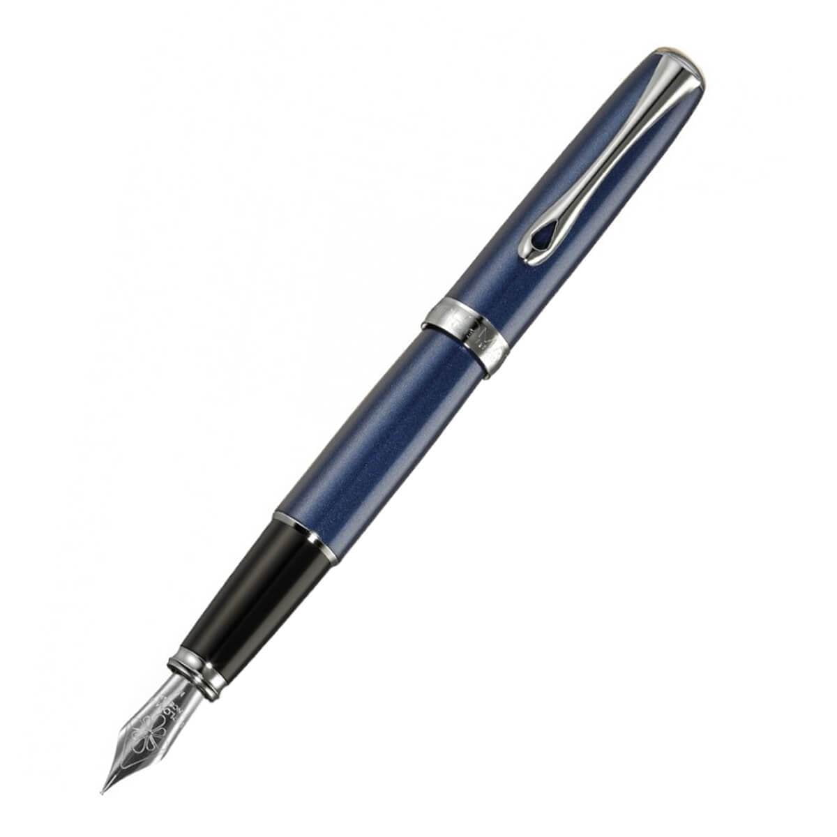 Diplomat Excellence A2 Fountain Pen - Steel Medium Nib, Skyline Blue & Chrome