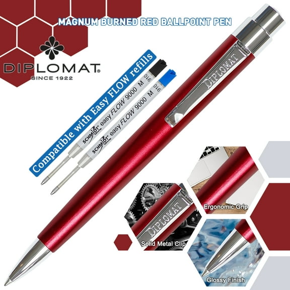 Diplomat Magnum Ball Point Pen - Burned Red (Black Ink, Medium Tip)