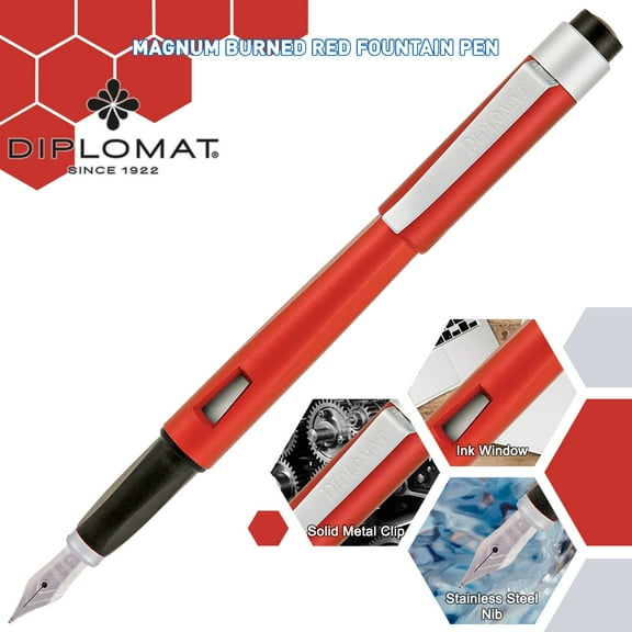 Diplomat Magnum Fountain Pen - Burned Red (Medium Nib)