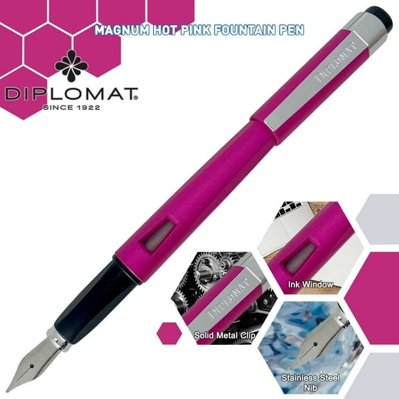 Diplomat Magnum Fountain Pen - Hot Pink (Medium Nib)