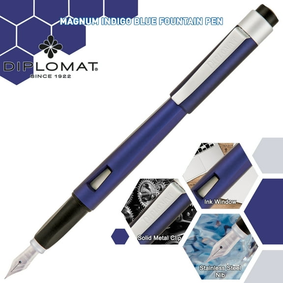 Diplomat Magnum Fountain Pen - Indigo Blue (Medium Nib)