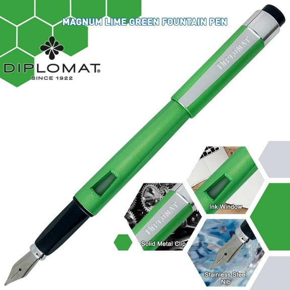 Diplomat Magnum Fountain Pen - Lime Green (Medium Nib)